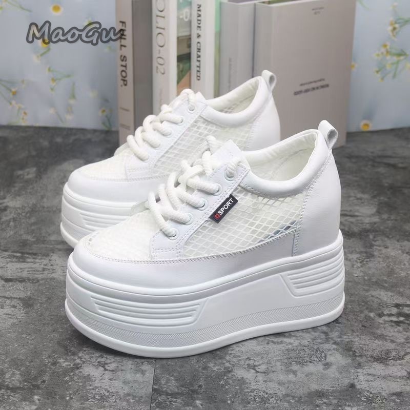 Guipure Lace Panel - Tenis De Mujer 여성용 메쉬 플랫폼