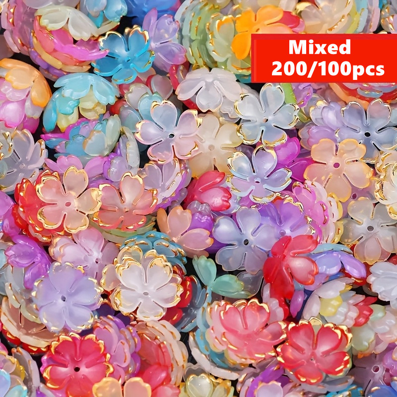 Embroidery Embellishments - 200/100개 15mm 다채로운 아크릴 꽃 구슬