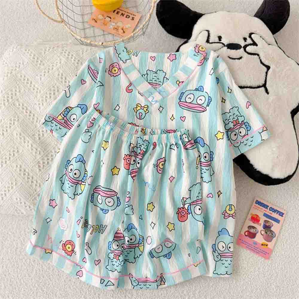 Embellish Knit - Sanrio Hangyodon 여성 잠옷 세트 Kawaii