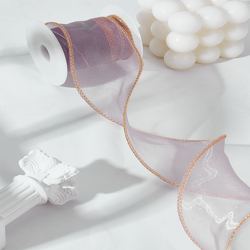 Organza Ribbon Spool - 5야드 폴리에스테르 오간자 리본(스풀 포함) 로지