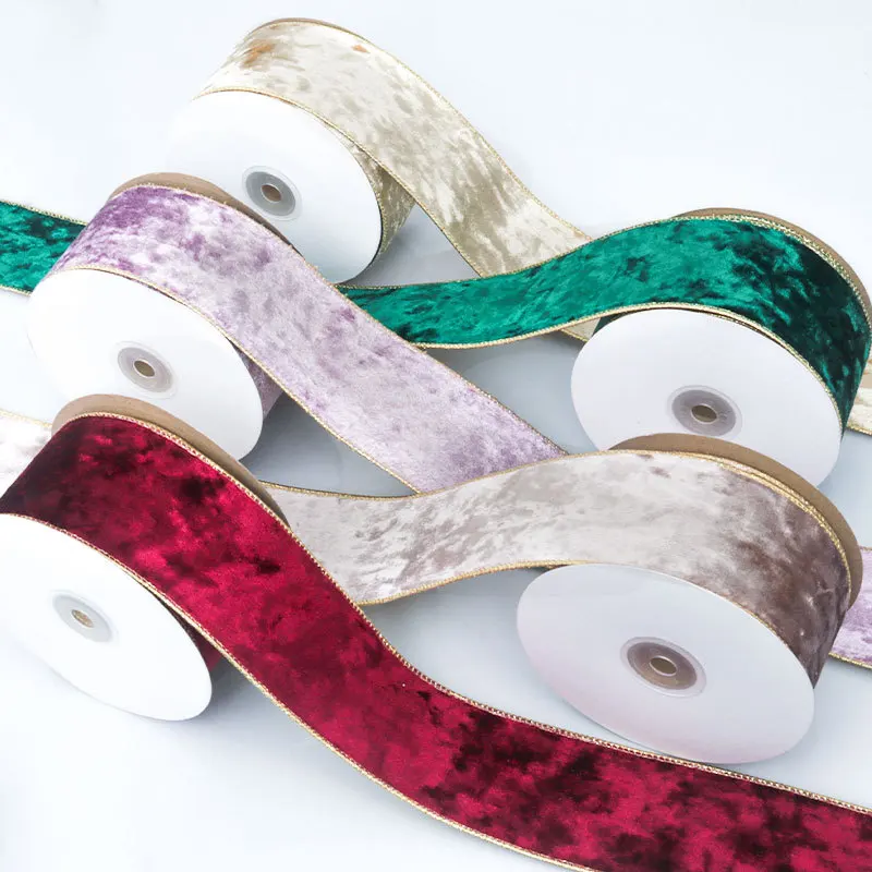 Velvet Ribbon Roll - 50MM 유선 가장자리 가역 벨벳 금속