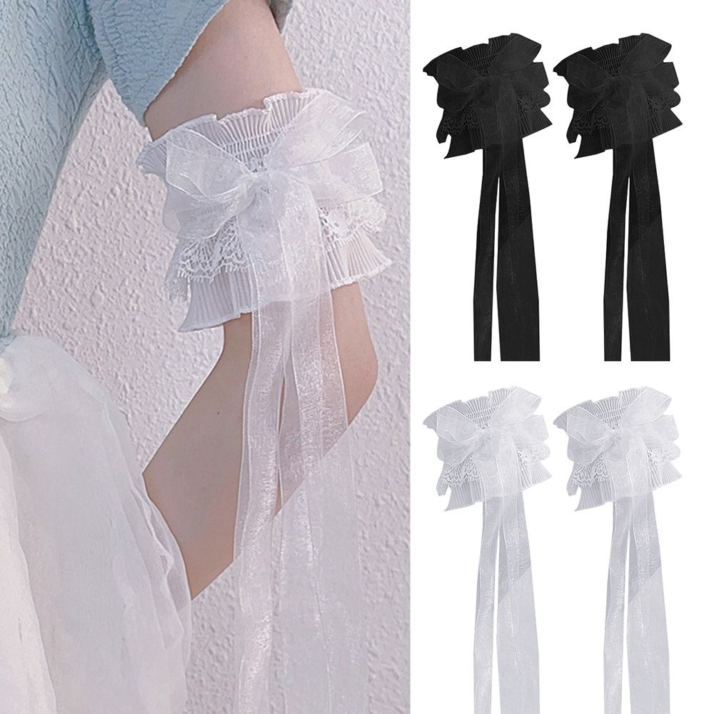 Lace Ribbon Trim - 팔 워머 나비매듭 팔 슬리브, 탄성