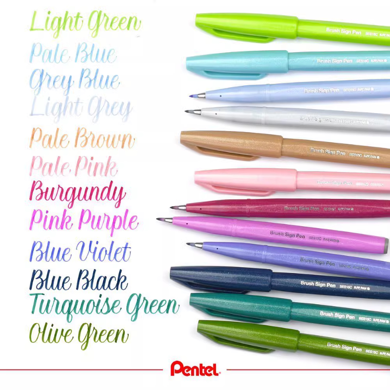 Pentel Pen Sign Pen - 1PC 펜텔 푸데 브러쉬 터치 사인