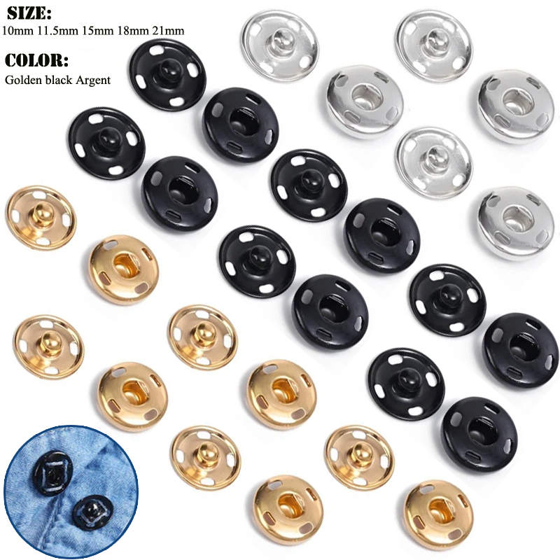 Iron On Stud Set - 10/50세트 8-10mm 금속 바느질 스냅 버튼