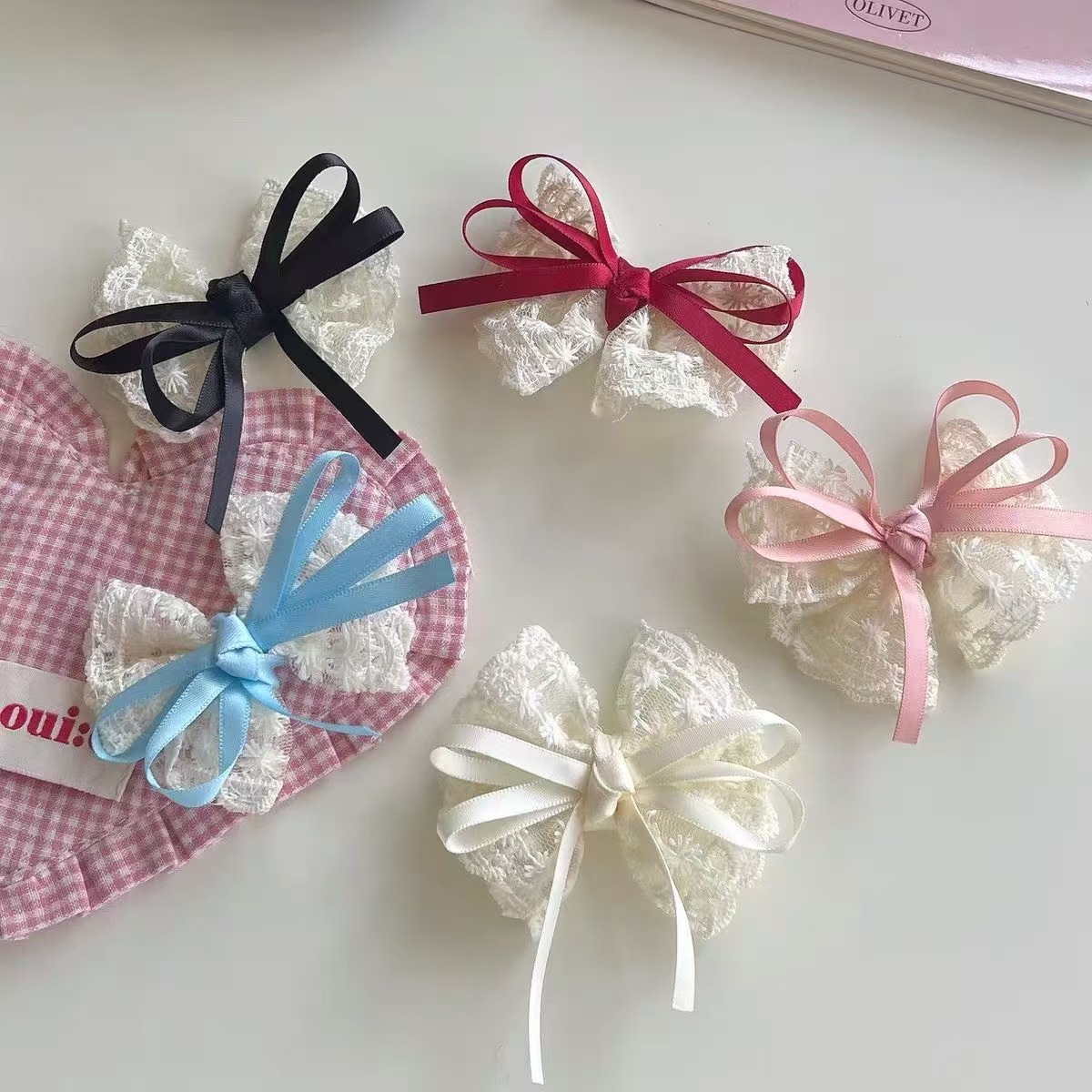 2Pcs 우아한 레이스 보우 머리핀 여성 패션 레드 리 - Lace Ribbon Trim 리뷰 및 가격