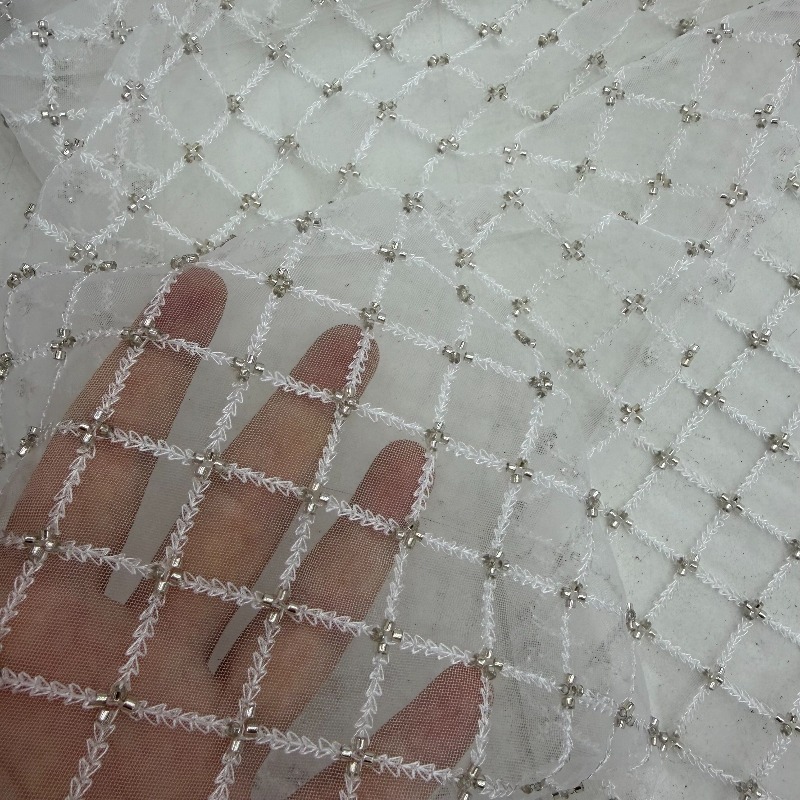 립스탑 비즈 자수 스팽글 메쉬 원단 웨딩 드레스 의류  - Crystal Mesh Fabric 리뷰 및 가격