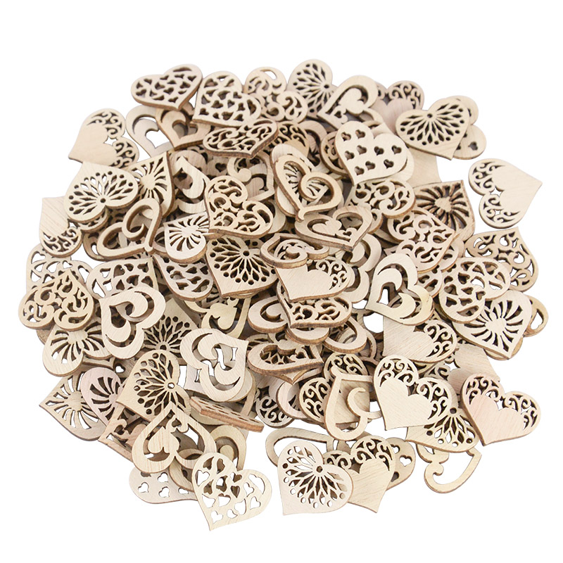 50/100pcs 빈 심장 패턴 작은 자연 나무 조각  - Embellish Craft 리뷰 및 가격