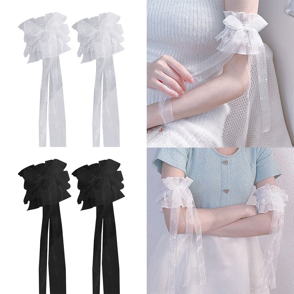 팔 워머 나비매듭 팔 슬리브, 탄성 프릴 꽃 레이어 레 - Lace Ribbon Trim 리뷰 및 가격