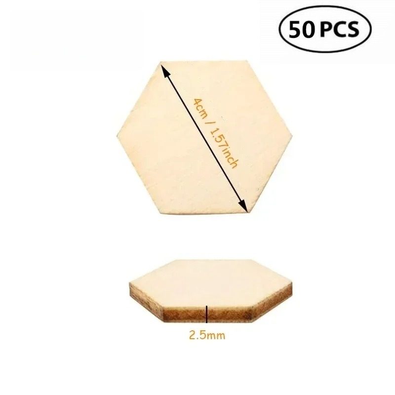 50개 4CM 미완성 나무 육각형 조각 나무 육각형 컷 - Embellish Craft 리뷰 및 가격