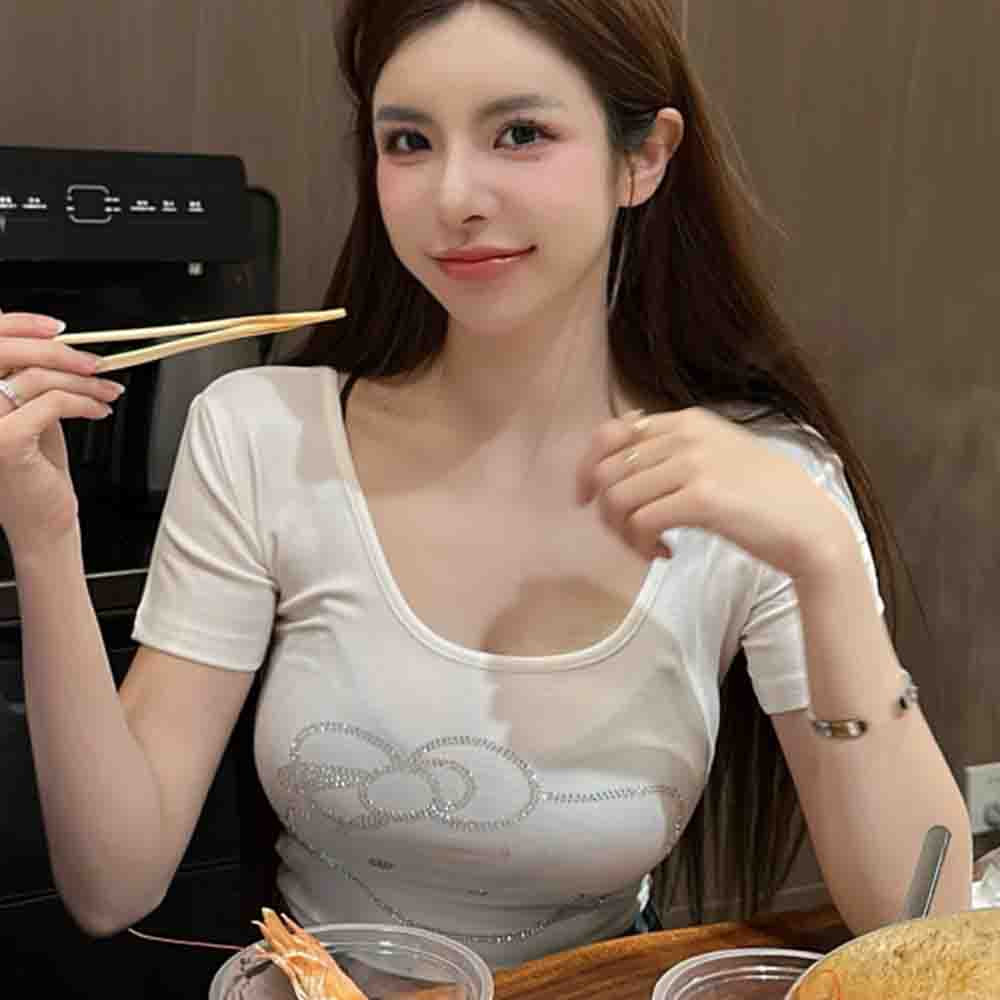 산리오 헬로키티 반팔 티셔츠 여성 여름 스타일리쉬 라인 - Embellish Knit 리뷰 및 가격