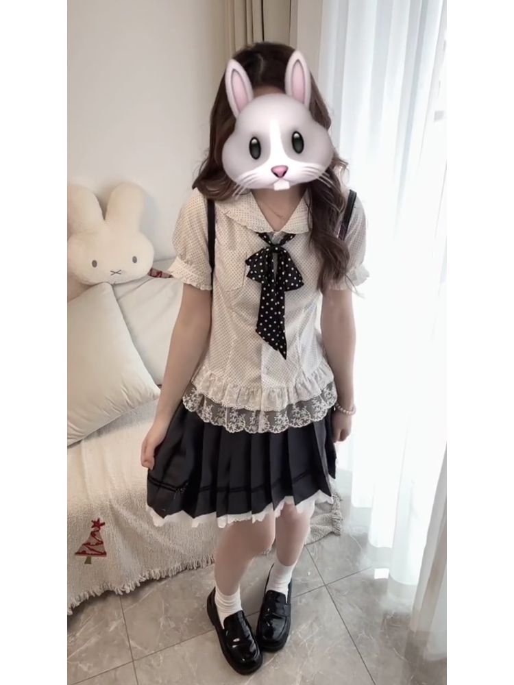 새로운 스윗 코케트 2피스 세트 여성용 피터팬 칼라 보 - Elastic Lace Trim 리뷰 및 가격