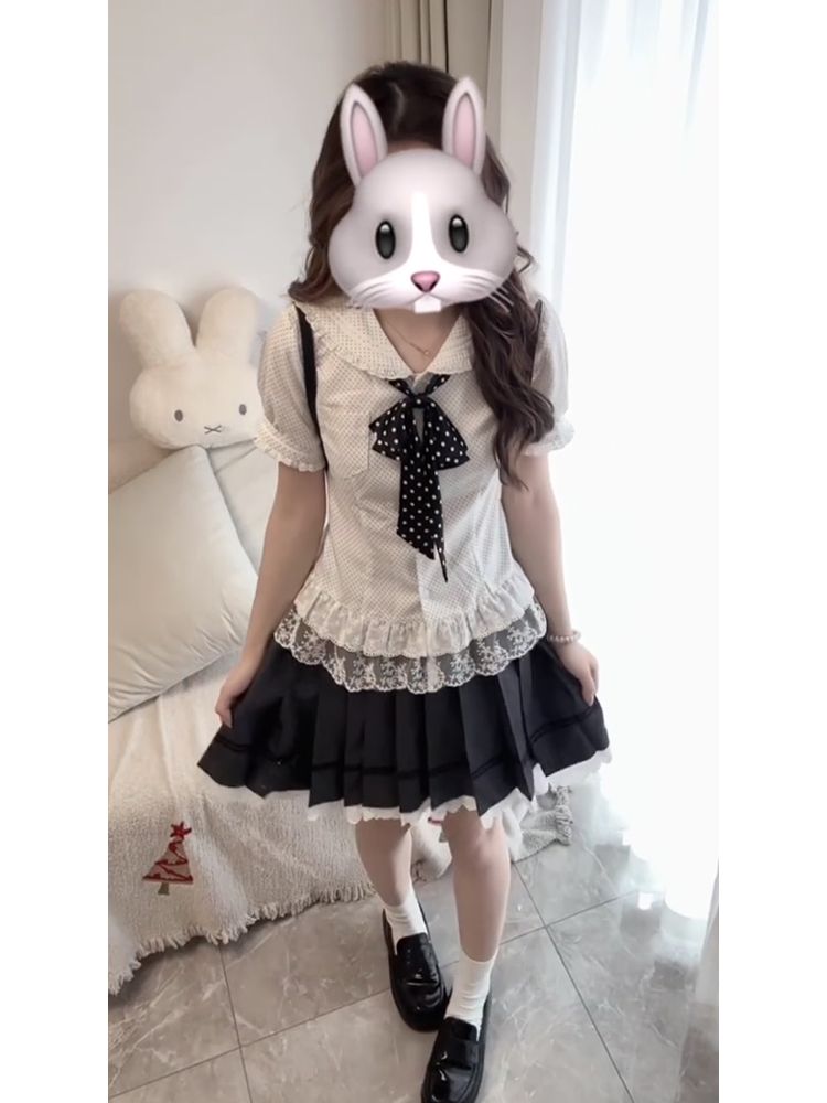 새로운 스윗 코케트 2피스 세트 여성용 피터팬 칼라 보 - Elastic Lace Trim 리뷰 및 가격
