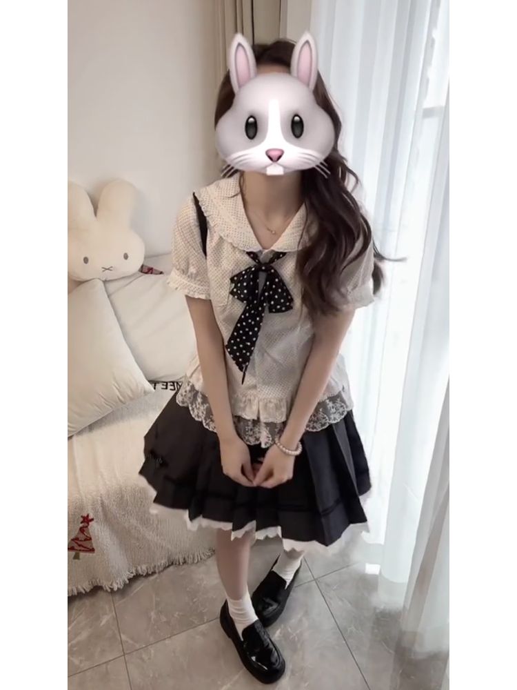 새로운 스윗 코케트 2피스 세트 여성용 피터팬 칼라 보 - Elastic Lace Trim 리뷰 및 가격