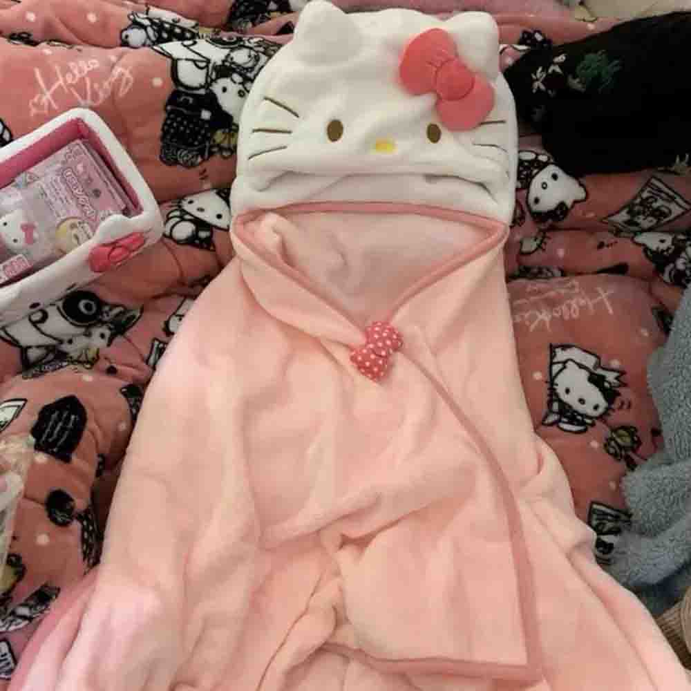 귀여운 헬로키티 망토 숄 에어컨 담요 후드가 달린 학생 - Embellish Knit 리뷰 및 가격